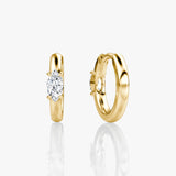 Solitaire 14K Gold Hoops w. Marquise Cut Lab-Grown Diamond