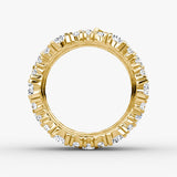 V 3 Row Pavé 14K Gold Ring w. Lab-Grown Diamond