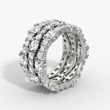 V 3 Row Pavé 14K Whitegold Ring w. Lab-Grown Diamond
