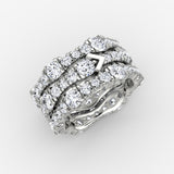 V 3 Row Pavé 14K Whitegold Ring w. Lab-Grown Diamond