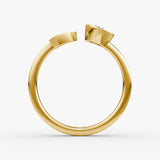 Arrow Cuff 14K Gold Ring w. Lab-Grown Diamond