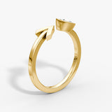 Arrow Cuff 14K Gold Ring w. Lab-Grown Diamond