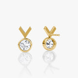 Arrow 14K Gold Studs w. Round Cut Lab-Grown Diamond