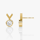 Arrow 14K Gold Studs w. Round Cut Lab-Grown Diamond