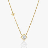 Arrow Station Gold Necklace w. Princess Cut Lab-Grown Diamond