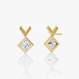 Arrow 14K Gold Studs w. Princess Cut Lab-Grown Diamond