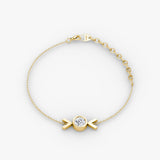 Arrow 14K Gold Bracelet w. Round Cut Lab-Grown Diamond