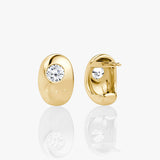 Dome 14K Gold Hoops w. Lab-Grown Diamond