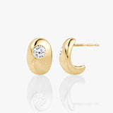 Dome 14K Gold Hoops w. Lab-Grown Diamond