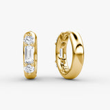 Three Stone 14K Gold Hoops w. Lab-Grown Diamond
