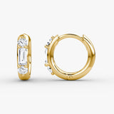 Three Stone 14K Gold Hoops w. Lab-Grown Diamond