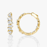 Mixed Shape 14K Gold Hoops w. Lab-Grown Diamond