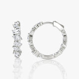 Mixed Shape 14K Whitegold Hoops w. Lab-Grown Diamond