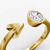 Arrow Cuff 14K Gold Ring w. Lab-Grown Diamond