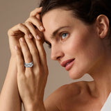 V 3 Row Pavé 14K Whitegold Ring w. Lab-Grown Diamond