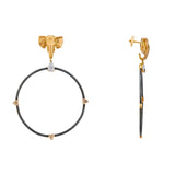 Elephant 18K Gold & Silver Hoops w. Lab-Grown Diamond