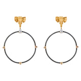 Elephant 18K Gold & Silver Hoops w. Lab-Grown Diamond