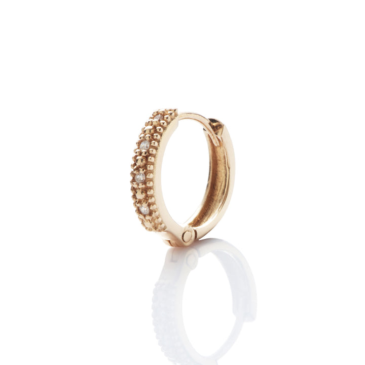 Pls Stella Mini 18K Gold Hoop w. Diamonds