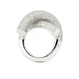 Cross Loop Big Full Pavé 18K Whitegold Ring w. Diamonds