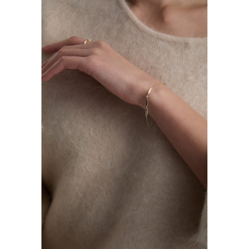 Cube N°2 18K Gold Bracelet w. Diamond