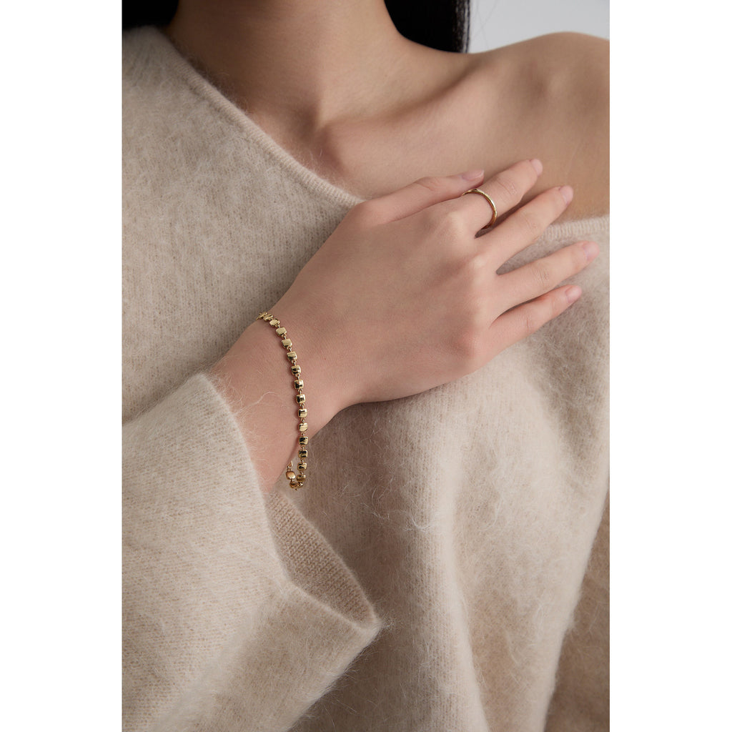 Cube N°5 18K Gold Bracelet w. Diamond