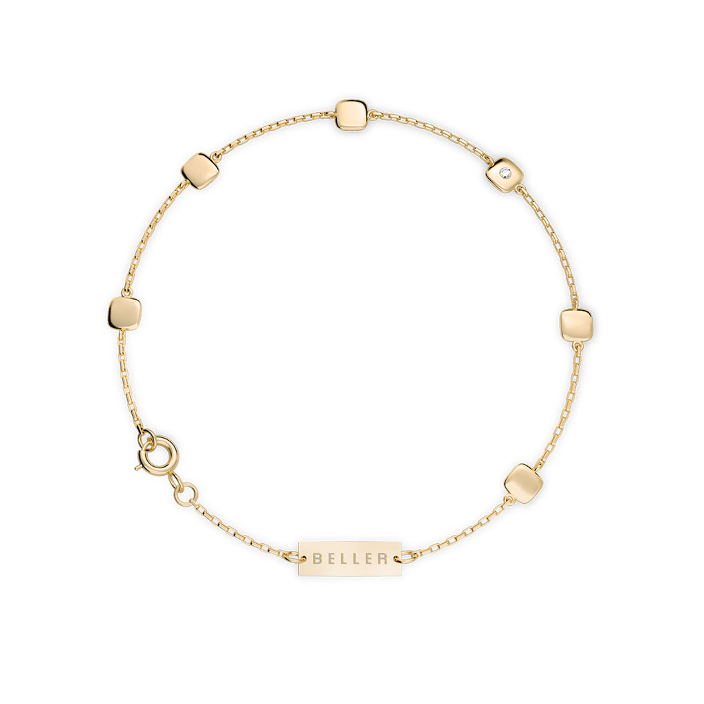 Cube N°6 18K Gold Bracelet w. Diamond