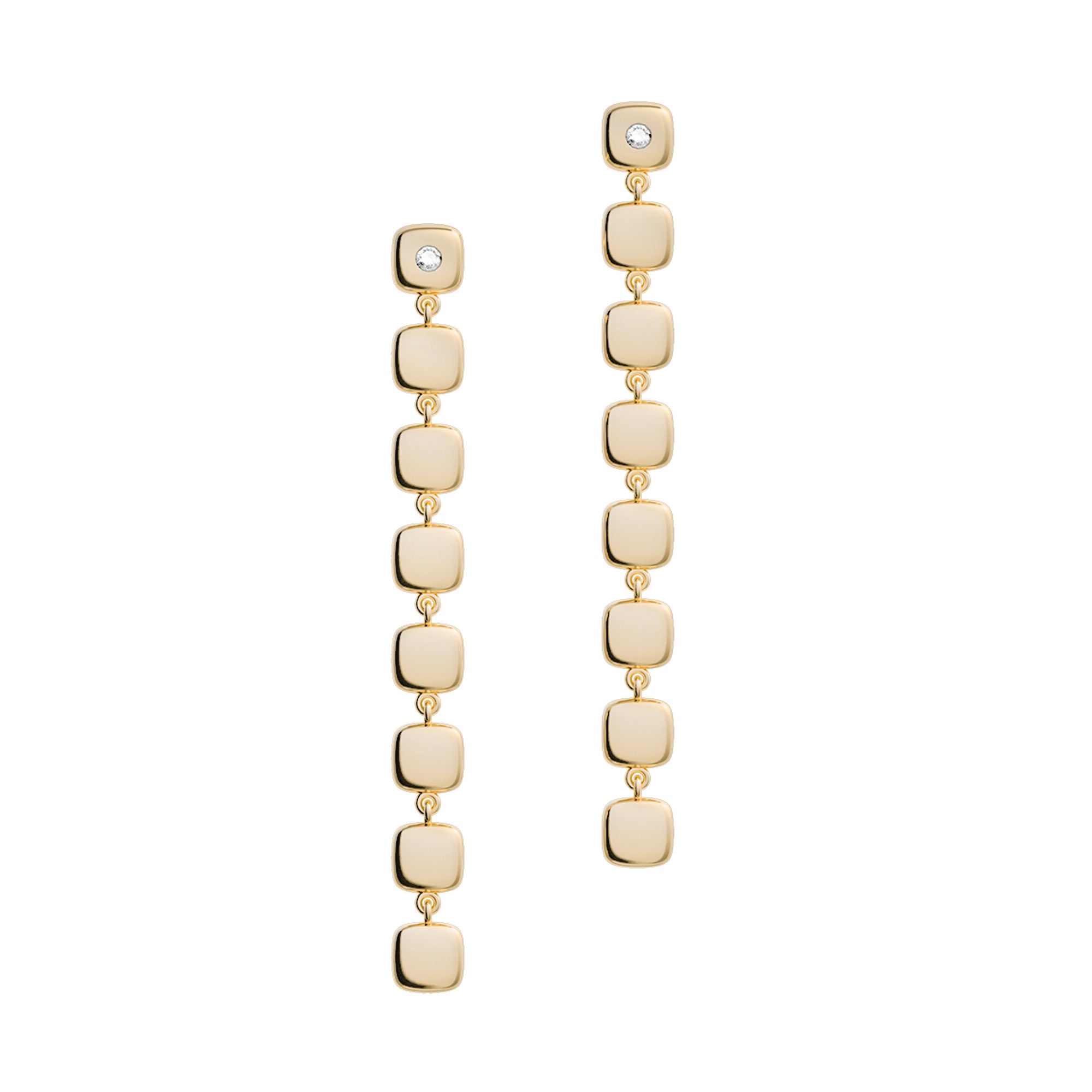 Cube N°10 18K Gold Earrings w. Diamond