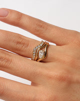 Curved Channel Pavé 14k or 18k Gold Ring w. Lab-Grown Diamonds