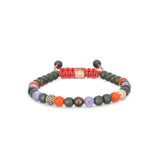 6mm Non- Braided 18K Rosegold Bracelet w. Diamonds, Sapphire, Tanzanite & Carnelian