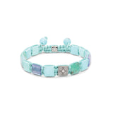 10mm Lock 18K Whitegold Bracelet w. Diamonds, Tanzanite, Emerald, Aquamarine