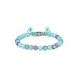6mm Non-Braided 18K Whitegold Bracelet w. Diamonds, Tanzanite, Emerald & Aquamarine