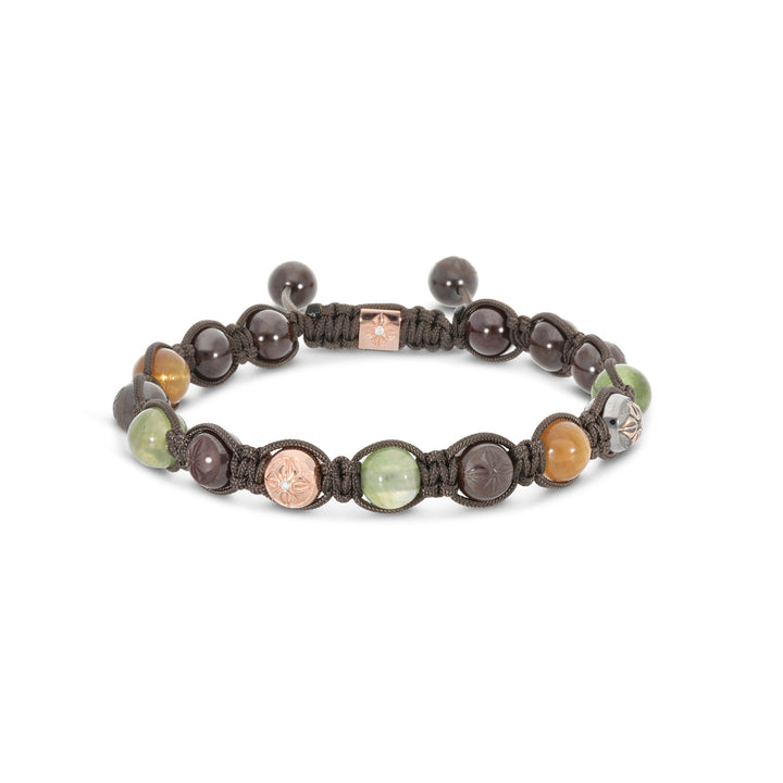 8mm Braided 18K Rosegold Bracelet w. Moonstone, Sapphire & Diamondss