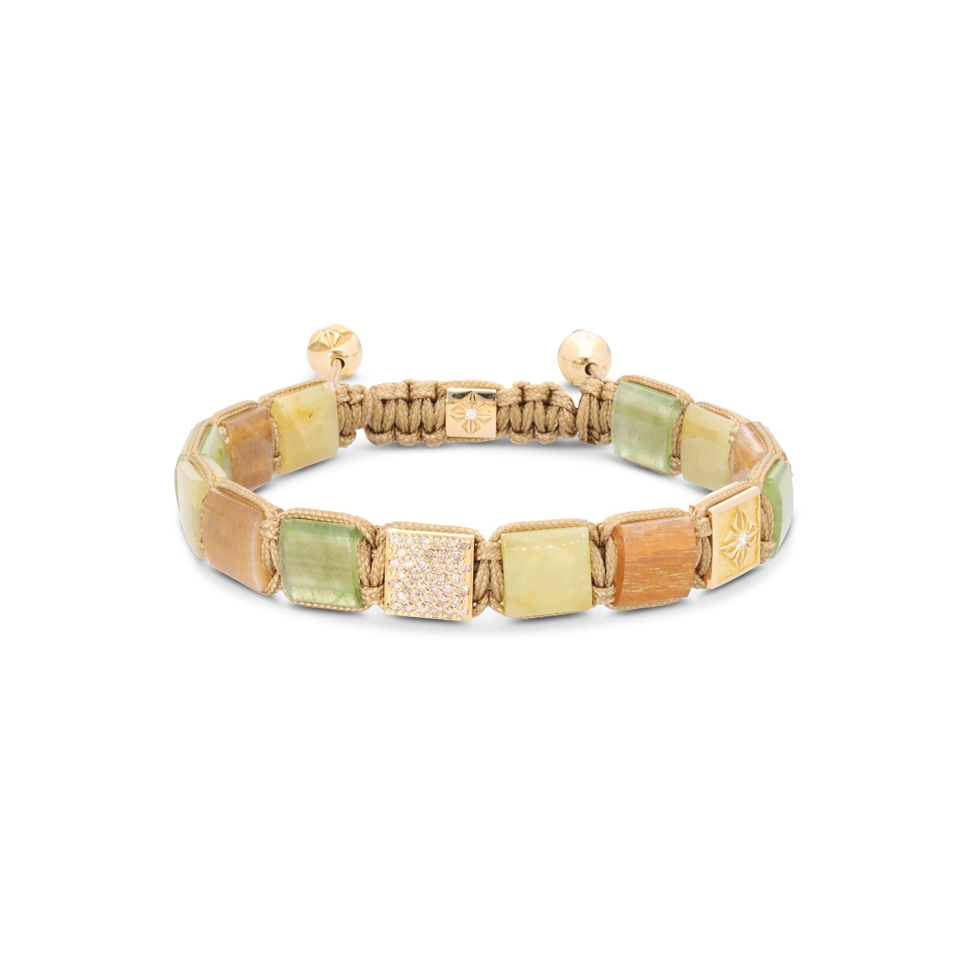10mm Lock 18K Gold Bracelet w. Moonstone, Sapphire & Diamondss