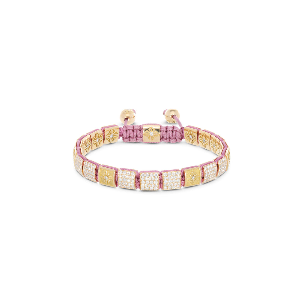 6mm Lock 18K Gold Bracelet w. Diamonds