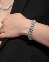 14mm Prong Pavé Rhodium coated Silver Bracelet w. Moissanite