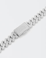 14mm Prong Pavé Rhodium coated Silver Necklace w. Moissanite