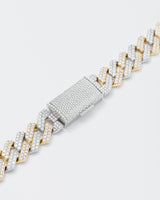 14mm Prong Pavé 18K Yellow Gold & Rhodium coated Silver Bracelet w. Moissanite