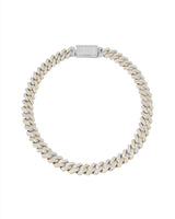 14mm Prong Pavé 18K Yellow Gold & Rhodium coated Silver Necklace w. Moissanite