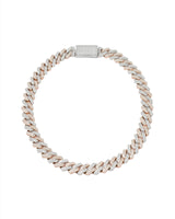 14mm Prong Pavé 18K Rose Gold & Rhodium coated Silver Necklace w. Moissanite
