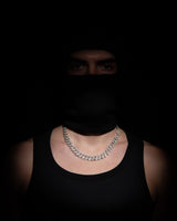 14mm Prong Pavé 18K Rose Gold & Rhodium coated Silver Necklace w. Moissanite