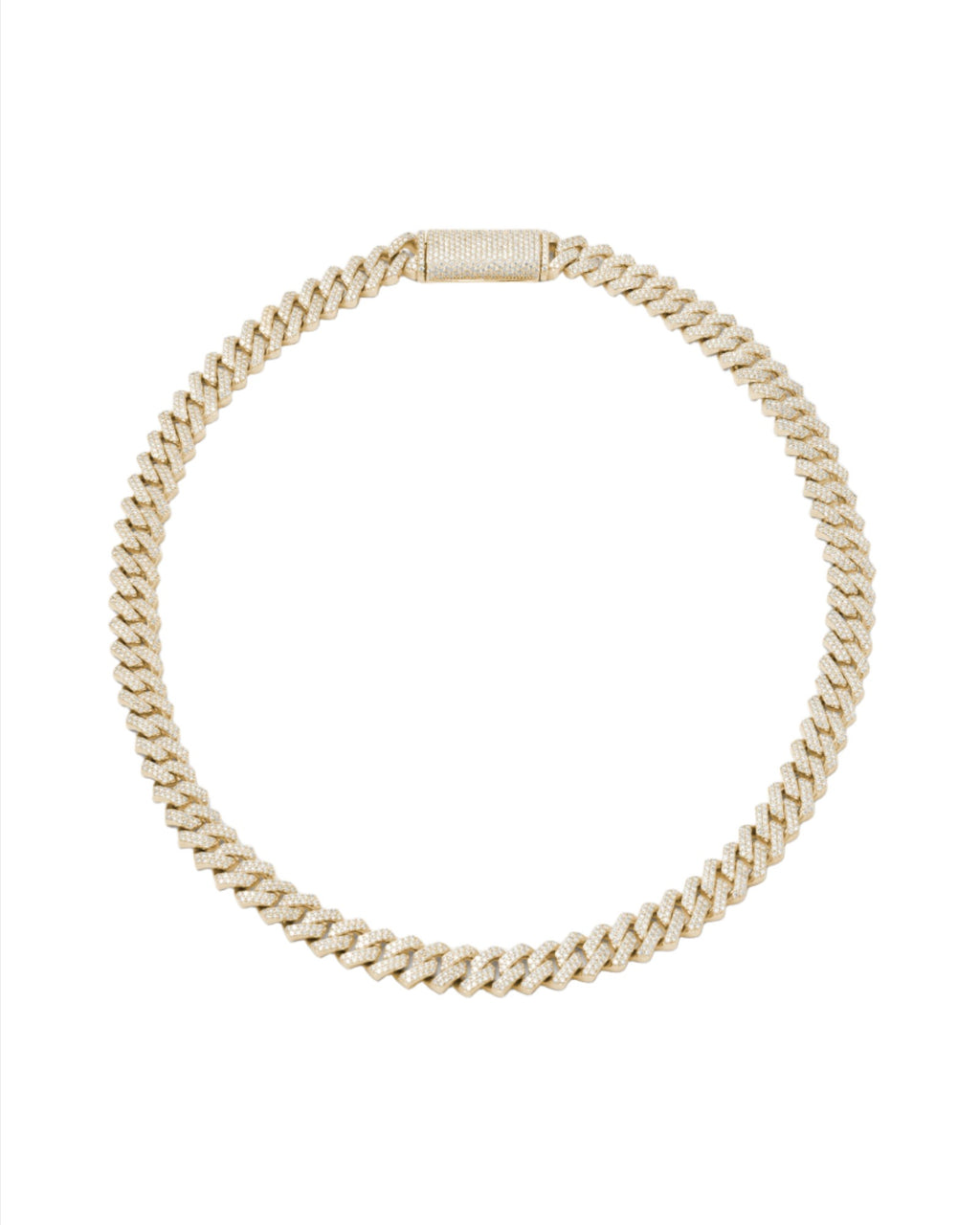 10 mm Stecker Pavé 18K Gelbgold beschichtetes Silber Halskette w. Moissanit