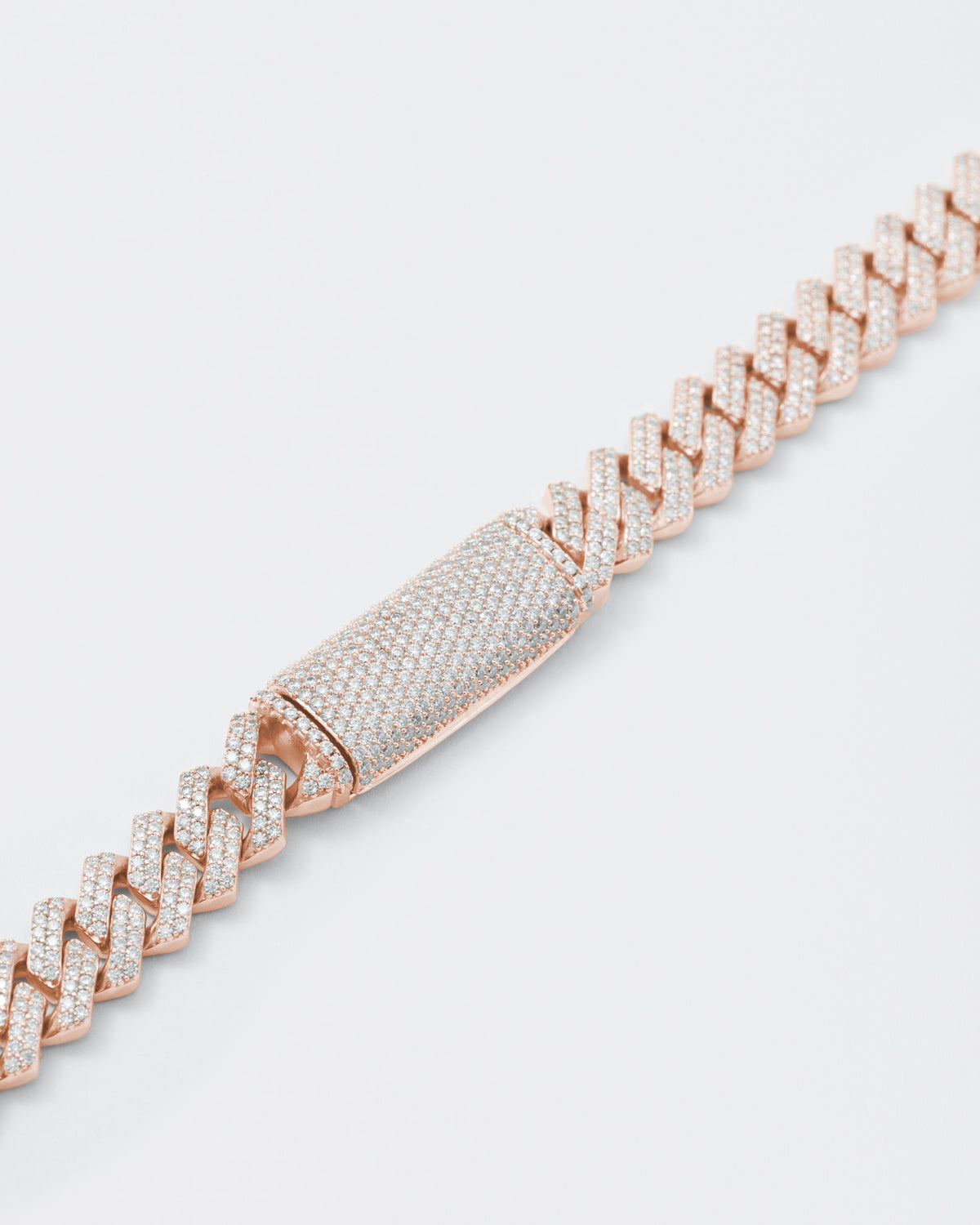 10 mm Stecker Pavé 18K Roségold beschichtetes Silberarmband w. Moissanit