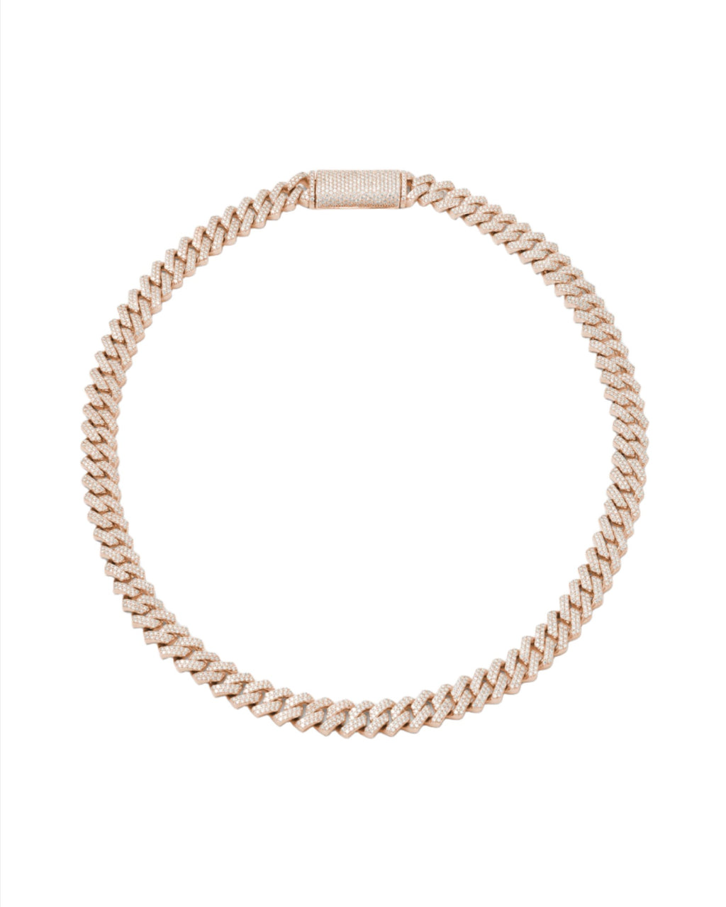 10 mm Stecker Pavé 18K Roségold beschichtete silberne Halskette w. Moissanit