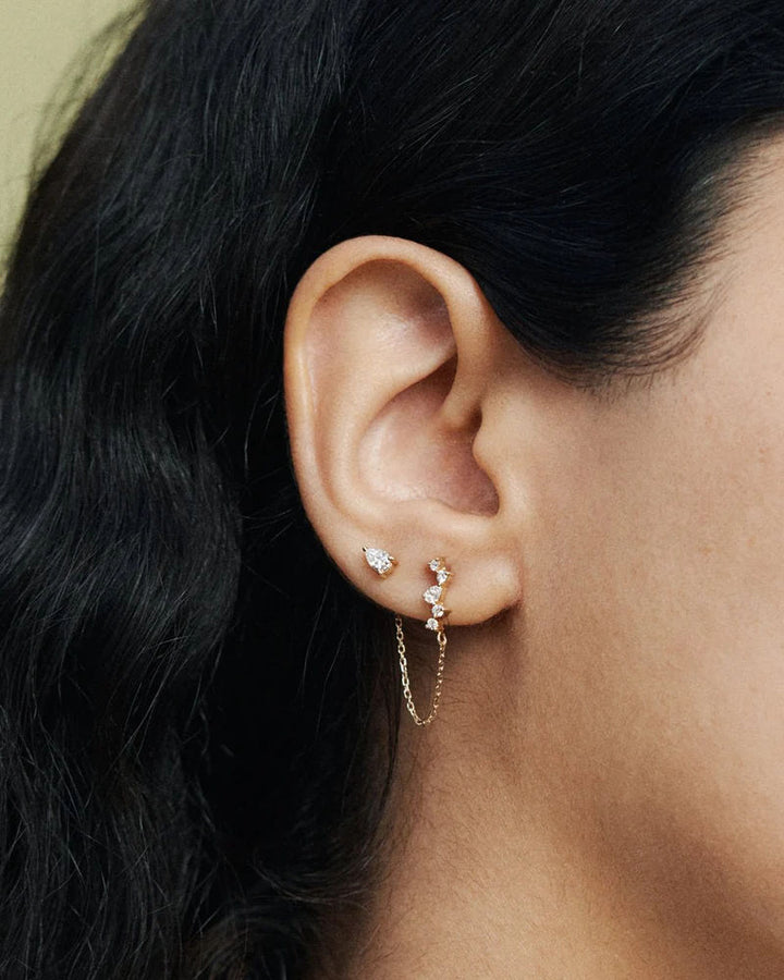 Diamond Quintet Connector 14K Gold Studs w. Lab-Grown Diamond