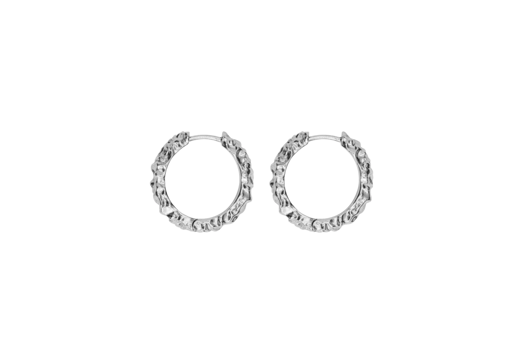 IX Crunchy Edge Silver Hoop