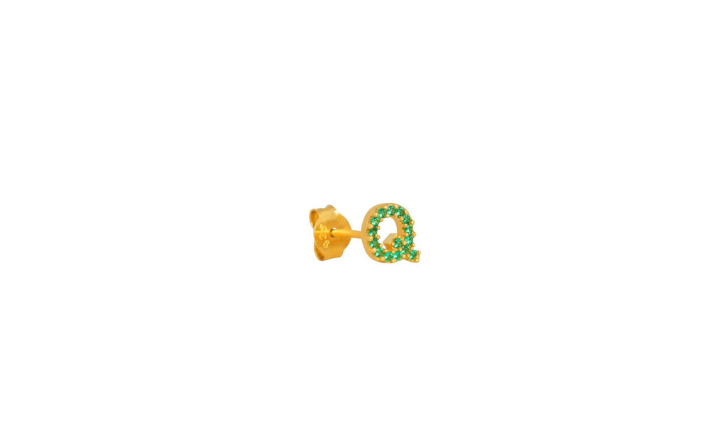 IX Q 22K Gold Plated Stud w. Zirconia