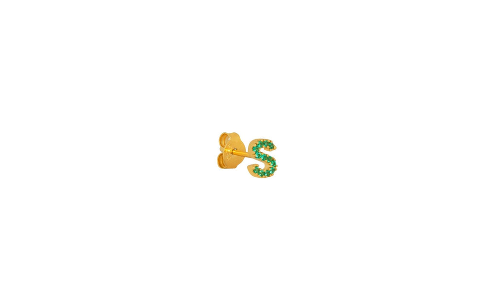 IX S 22K Gold Plated Stud w. Zirconia