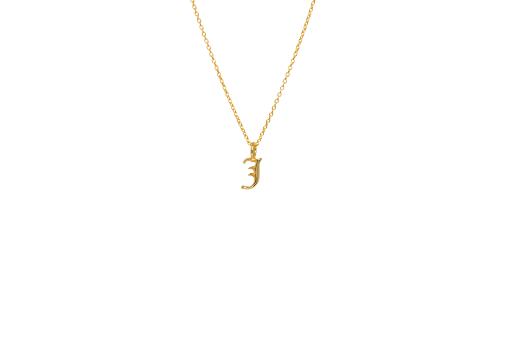 IX J Letter 22K Gold Plated Pendant