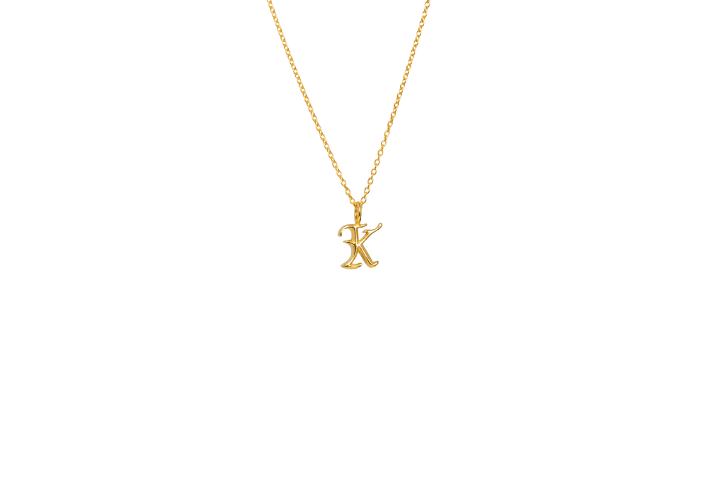 IX K Letter 22K Gold Plated Pendant