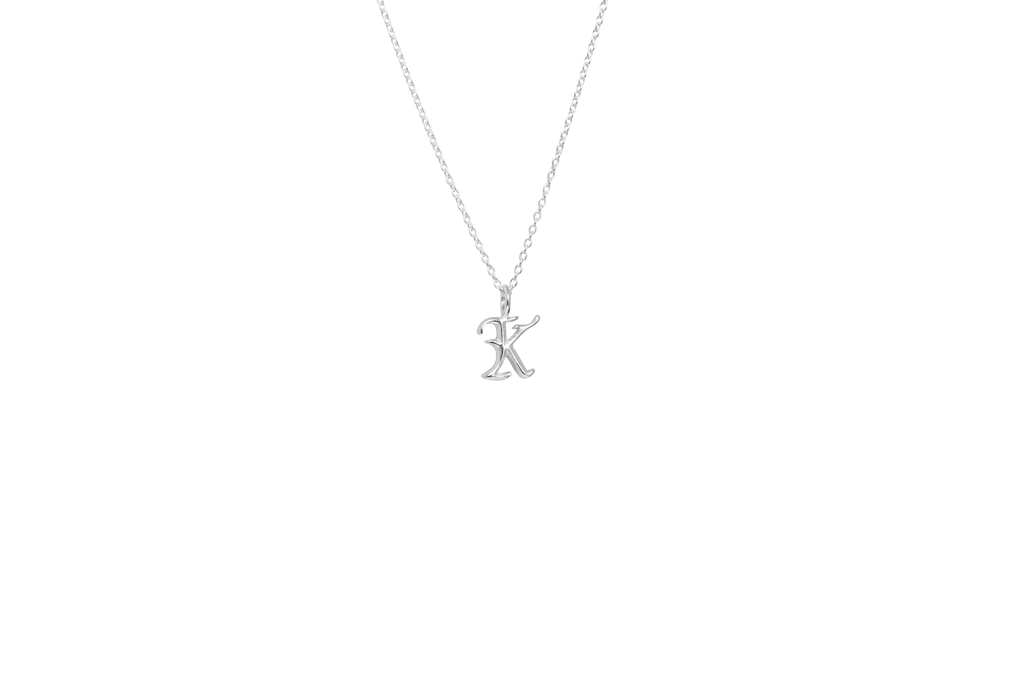 IX K Letter Silver Pendant